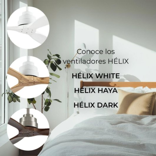 Ventilador de Techo HELIX 132cm Motor DC Ultrasilencioso Aspas Madera Haya Alexa App