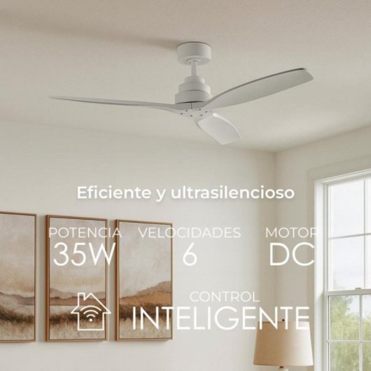 Ventilador de Techo HELIX 132cm Motor DC Ultrasilencioso Aspas Madera Haya Alexa App
