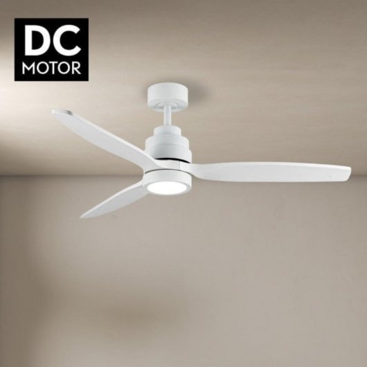 Ventilador de techo HELIX 132cm motor DC, aspas haya, luz LED regulable, Alexa y App