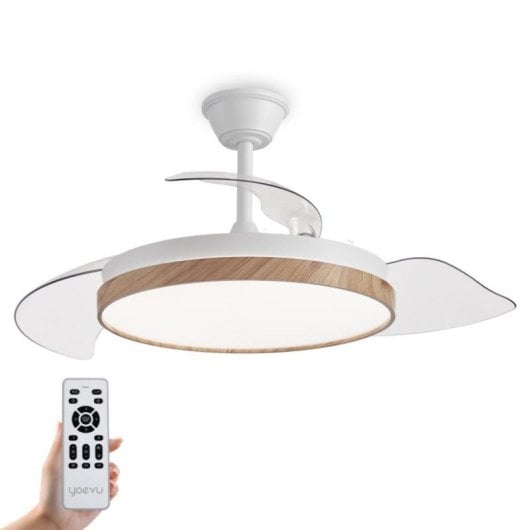 Ventilador de techo inteligente con aspas retráctiles, LED regulable, control Alexa y modo invierno/verano