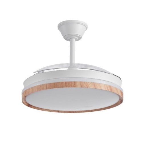 Ventilador de techo inteligente con aspas retráctiles, luz LED regulable, control por voz Alexa, función invierno/verano