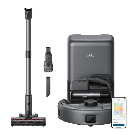 Robot Aspirador eufy E20 3 em 1 com esvaziamento automático e 30000 Pa, filtragem 5 etapas, Pro-Detangle Comb