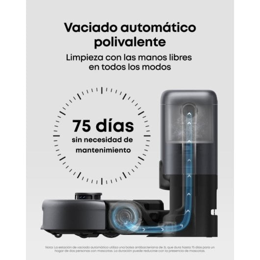Robot Aspirador eufy E20 3 em 1 com esvaziamento automático e 30000 Pa, filtragem 5 etapas, Pro-Detangle Comb