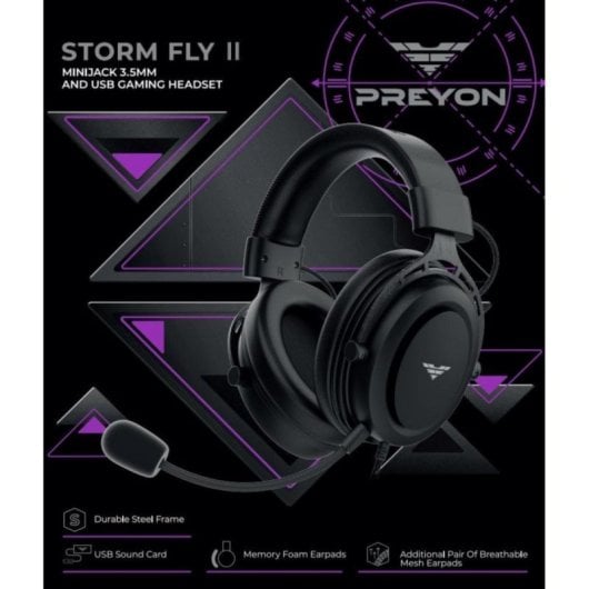 Auriculares PREYON con cable USB, sonido envolvente 7.1, micrófono desmontable y memory foam
