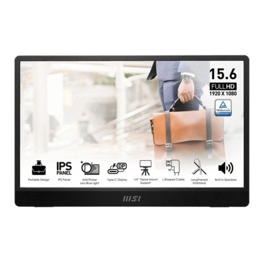 Monitor MSI PRO MP161DE E2 15,6" Full HD 60Hz IPS LED USB-C Schwarz mit Lautsprechern