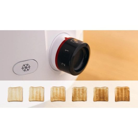 Tostadora Bosch MyMoment TAT2M121 950W 2 Ranuras Blanca Libre de BPA Plástico Control Giratorio