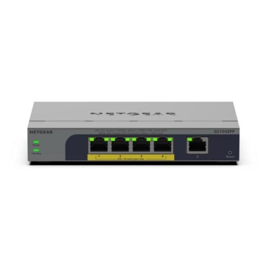 5-Port Gigabit Switch mit PoE+ und 120W PoE-Budget, Montierbar, Unmanaged, Grau
