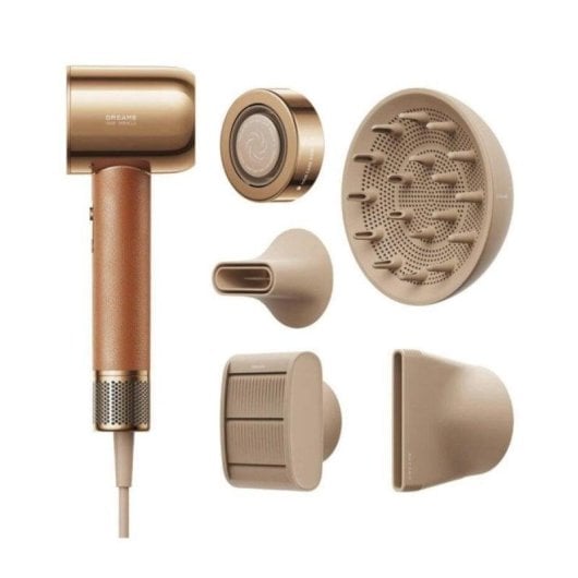 Secador de Cabelo Iónico Profissional Dreame Hair Miracle 1600W 4 Temperaturas 2 Velocidades com Acessórios LCD Ouro