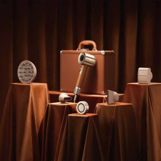 Secador de Cabelo Iónico Profissional Dreame Hair Miracle 1600W 4 Temperaturas 2 Velocidades com Acessórios LCD Ouro