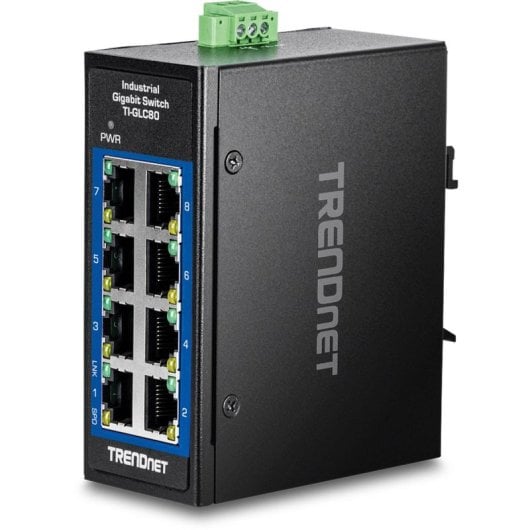 Trendnet TI-GLC80 Unmanaged Gigabit Ethernet Switch 8 Ports DIN-Rail Wandmontage