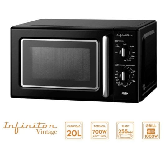 Microondas Infiniton MW-RT20B/MW-RC21 20L 700W Grill Vintage 9 Modos Descongelación