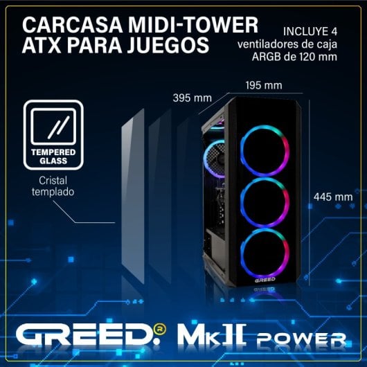 PC Sobremesa GREED MK2 Power i7-12700F 32GB 1TB SSD RTX 5060 Ti Windows 11 Pro