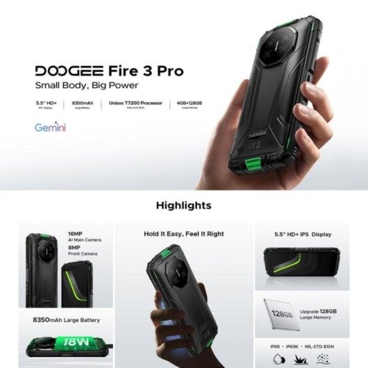 Doogee Fire 3 Pro 4G 4GB 128GB 5.5" Verde
