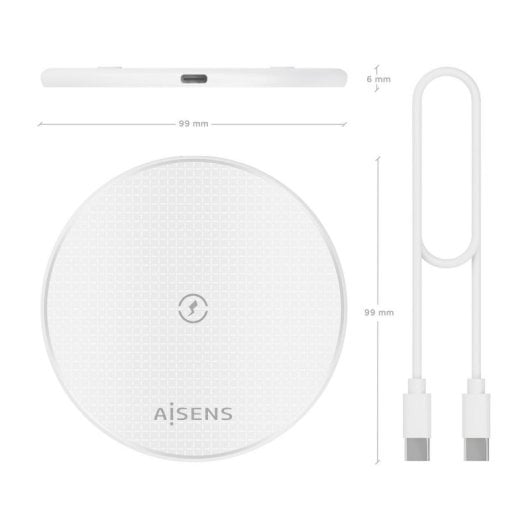 Kabelloses USB-C Ladegerät 15W Weiß Qi-kompatibel mit Schutzfunktionen