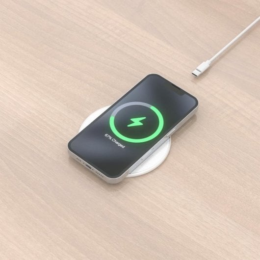 Kabelloses USB-C Ladegerät 15W Weiß Qi-kompatibel mit Schutzfunktionen