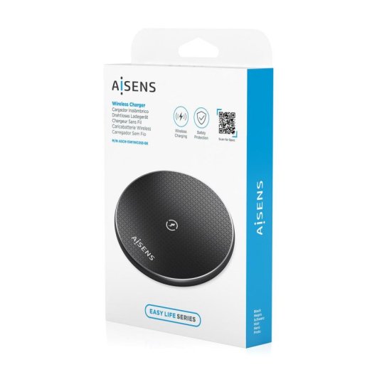 Cargador sans fil USB-C 15W pour smartphone, noir, intérieur, technologie Qi