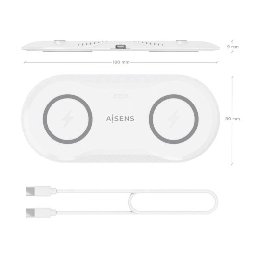 Kabelloses USB-C 2-in-1 Ladegerät 15W für Handy und Kopfhörer, Weiß