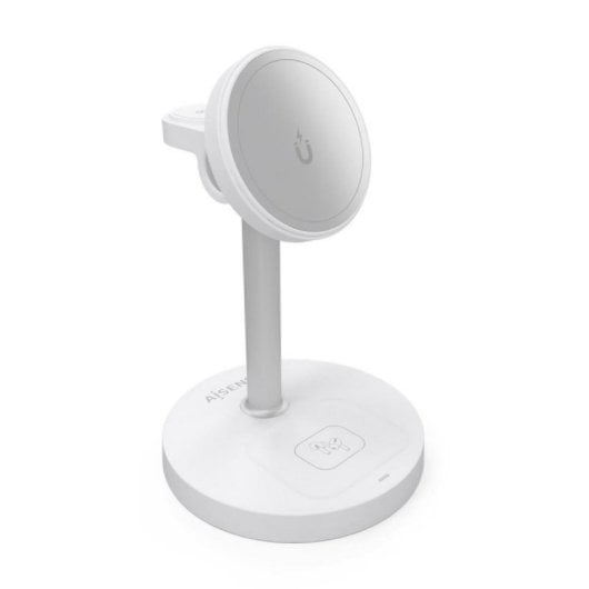 Caricatore Wireless 3 in 1 USB-C 15W per Smartphone, Apple Watch e Auricolari, Bianco