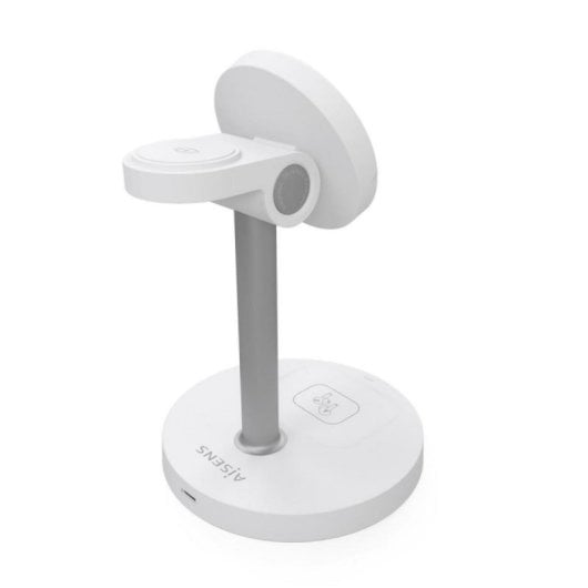 Caricatore Wireless 3 in 1 USB-C 15W per Smartphone, Apple Watch e Auricolari, Bianco
