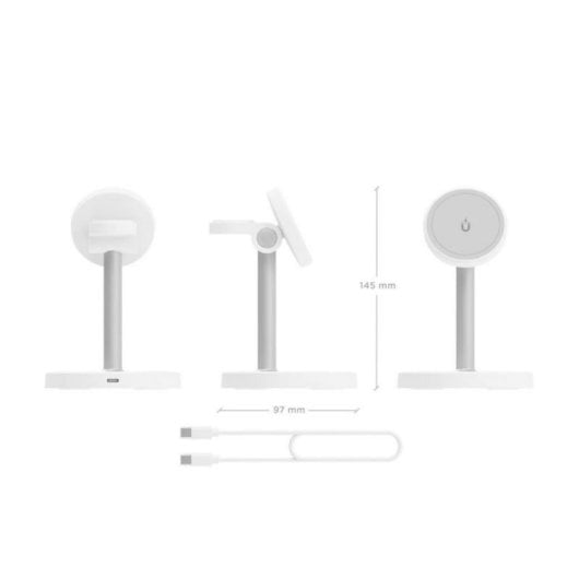 Caricatore Wireless 3 in 1 USB-C 15W per Smartphone, Apple Watch e Auricolari, Bianco