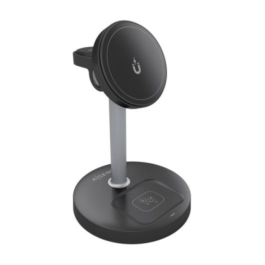 Cargador sans fil USB-C 3 en 1 15W pour mobile, Apple Watch, écouteurs, noir