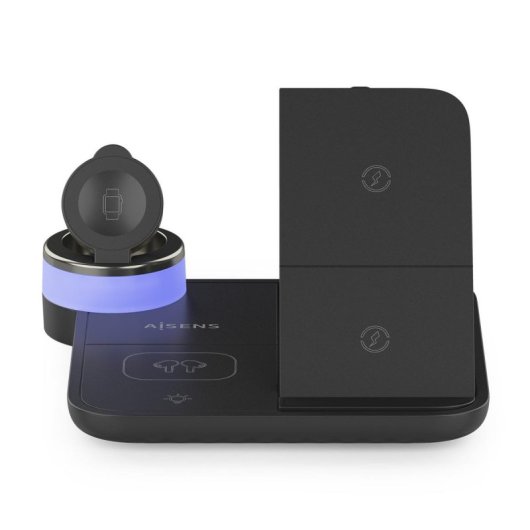 Cargador USB-C 4 en 1 15W pour Smartphone, Apple Watch, Écouteurs, Noir