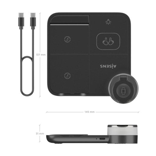 Cargador USB-C 4 en 1 15W pour Smartphone, Apple Watch, Écouteurs, Noir