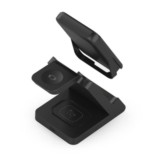 Cargador sans fil USB-C 4 en 1 de 15W pour Smartphone, Apple Watch et écouteurs, Noir