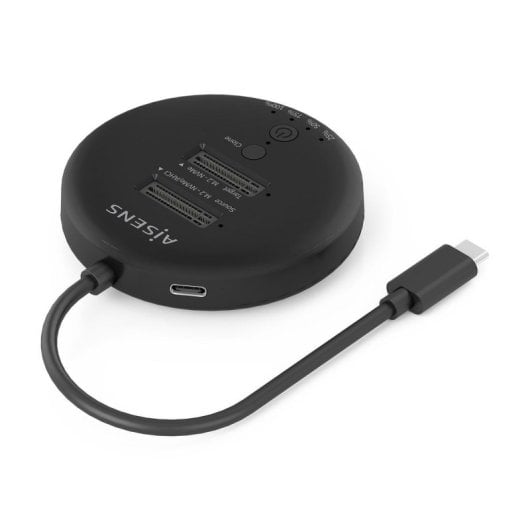 Aisens ASDS-2M2N05-BK Dock USB 3.2 Gen2x2 20Gbps com 2x Baías M.2 NVMe e Clonagem Sem PC em ABS Preto