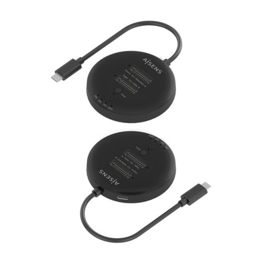 Aisens ASDS-2M2N05-BK Dock USB 3.2 Gen2x2 20Gbps com 2x Baías M.2 NVMe e Clonagem Sem PC em ABS Preto