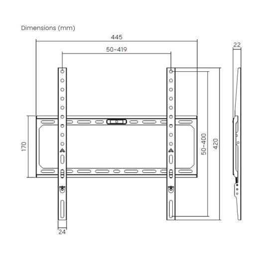 Soporte Eco Ultra Delgado 45kg para Monitor/TV 32-75'' Acero VESA Máx 400x400mm Negro