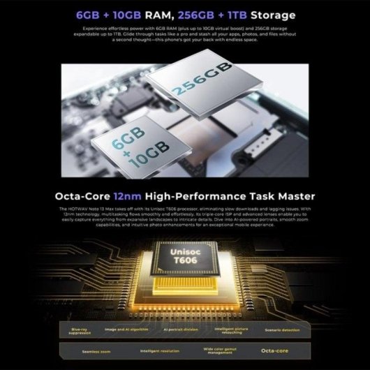 HOTWAV Note 13 Max 4G 6GB 256GB 6.8" Negro