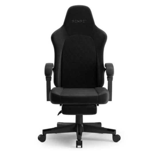 Silla Sense7 Devon Negra, reclinación 90-135°, piel ecológica HDE™ o Alcantara, soporte lumbar y reposapiés extensible