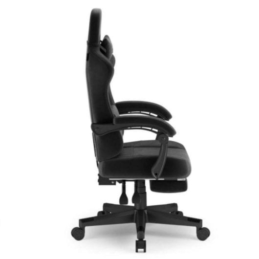 Silla Sense7 Devon Negra, reclinación 90-135°, piel ecológica HDE™ o Alcantara, soporte lumbar y reposapiés extensible