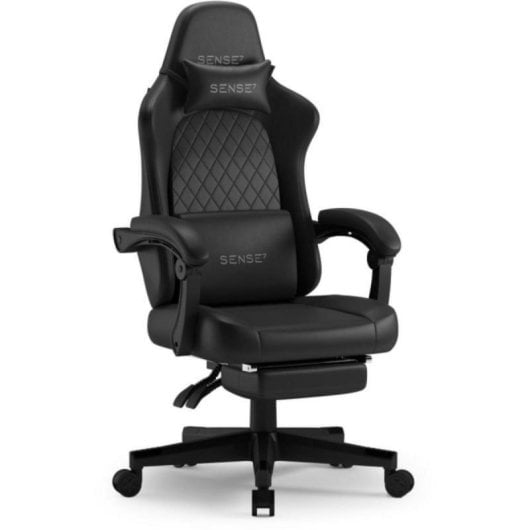 Silla Gaming Sense7 Devon Negra, Respaldo Reclinable FlowTech™ 90°-135°, Tapizado Alcantara o Piel Eco, Soporta hasta 12