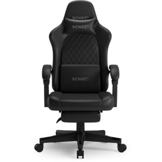 Silla Gaming Sense7 Devon Negra, Respaldo Reclinable FlowTech™ 90°-135°, Tapizado Alcantara o Piel Eco, Soporta hasta 12