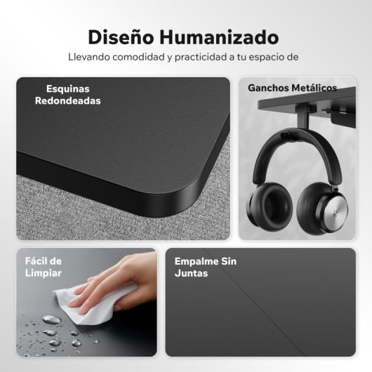 SENSE7 Nojo Light Escritorio Regulable Eléctrica con Motor 140x70 Negro