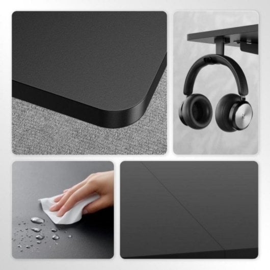 Escritorio eléctrico SENSE7 NOJO Light 140x70cm, altura ajustable, memoria 3 posiciones, MDF y acero, hasta 70kg, soport