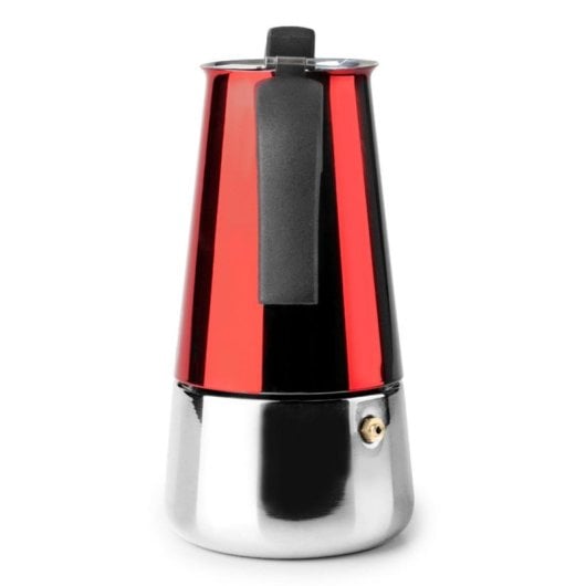 Cafetera Italiana Ibili Moca Rosso 4 tazas 185 ml Acero inoxidable compatible inducción