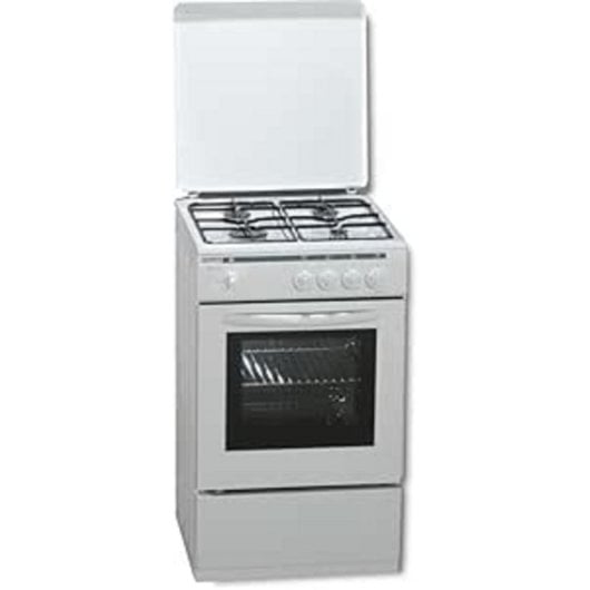 Cocina de Gas Rommer VCH455 GB 4 Quemadores, Esmaltada en Blanco con Tapa de Acero