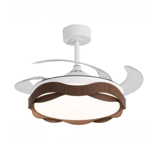 Ventilador de techo Ondas 72W motor DC, 6480 lm, LED regulable, 4 aspas retráctiles, mando a distancia, 6 velocidades