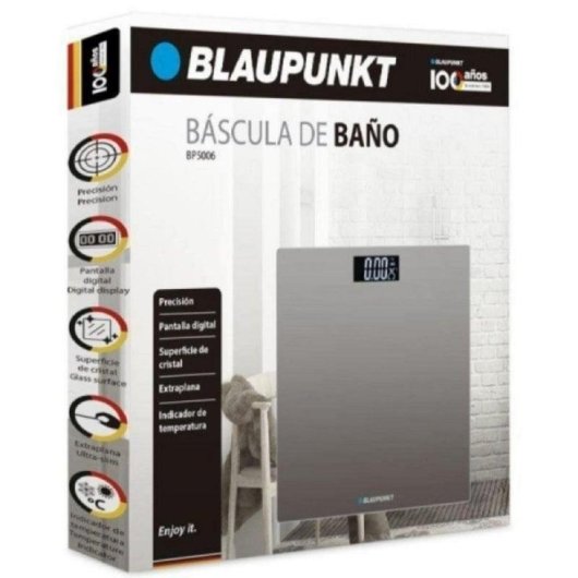 Digitale Personenwaage Blaupunkt BP5006 Gehärtetes Glas Display Temperatur Hohe Präzision