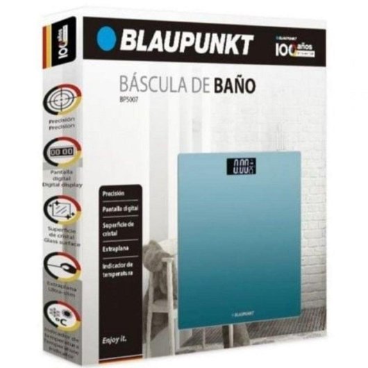 Digitale Personenwaage Blaupunkt BP5007 Gehärtetes Glas Temperaturanzeige Blau