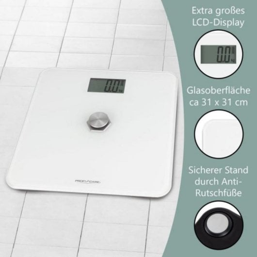 Báscula electrónica sin pilas, vidrio templado 31x31 cm, 180 kg, alta precisión, LCD grande