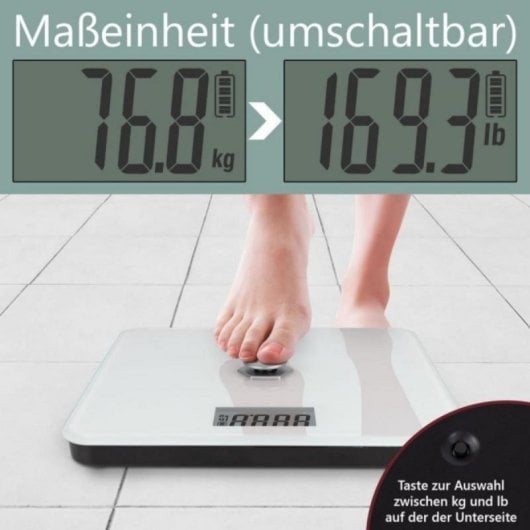 Báscula electrónica sin pilas, vidrio templado 31x31 cm, 180 kg, alta precisión, LCD grande