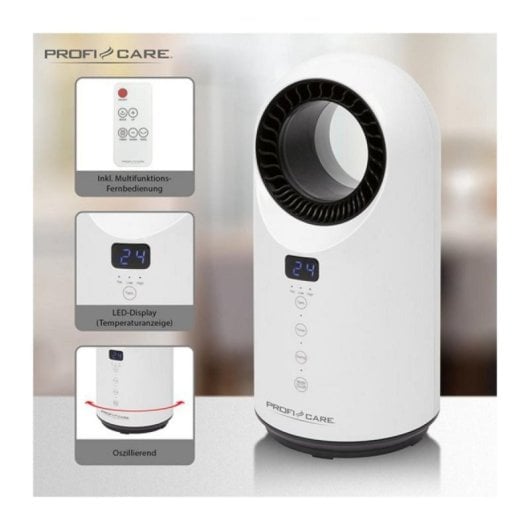 Radiateur Électrique ProfiCare PC-HL 3086 2000W compact avec télécommande et minuterie