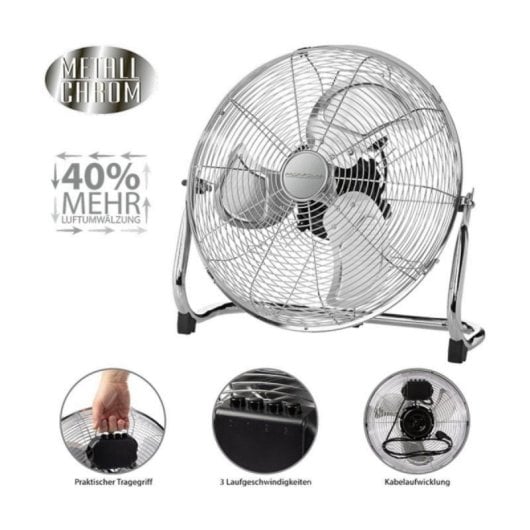Ventilatore a pavimento bianco 50 cm 120 W con 3 velocità e inclinazione regolabile