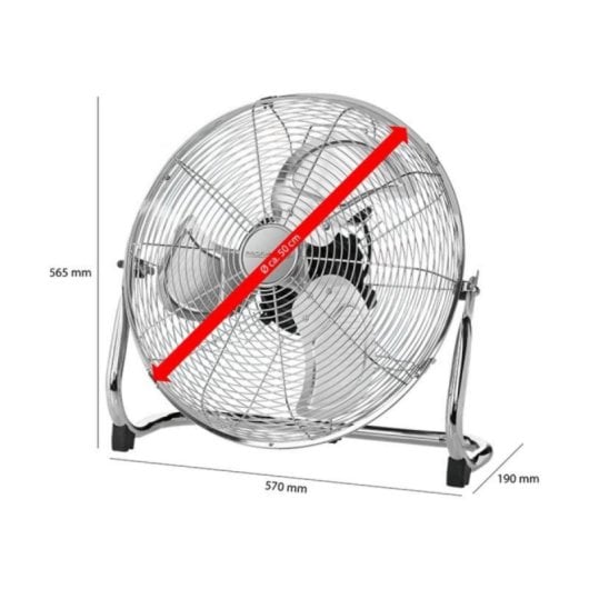 Ventilatore a pavimento bianco 50 cm 120 W con 3 velocità e inclinazione regolabile