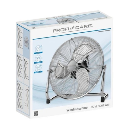 Ventilatore a pavimento bianco 50 cm 120 W con 3 velocità e inclinazione regolabile