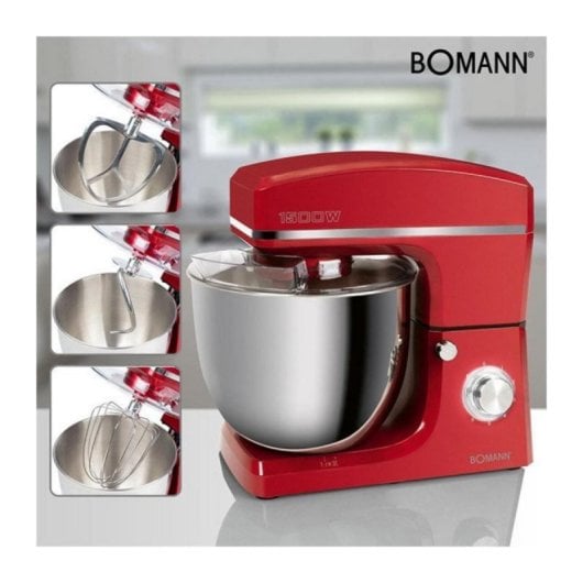 Bomann KM 6036 CB Profi-Küchenmaschine 10L 1500W Rot 8 Stufen mit Impulsfunktion